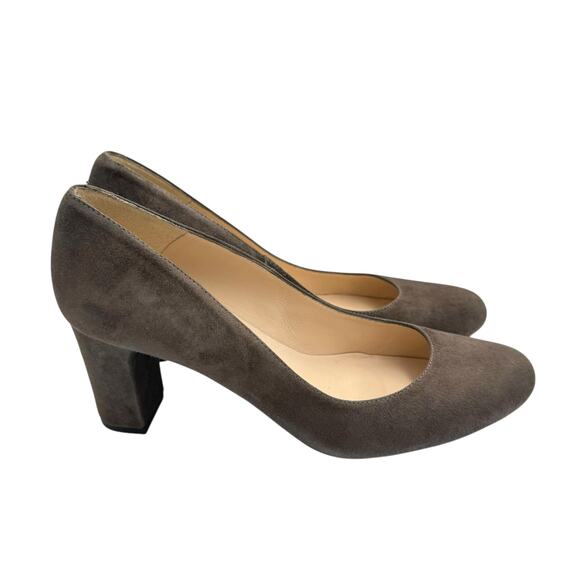 L.K. Bennett Sersha Brown Suede Leather Round Toe Block Heel Pumps Slip On - Picture 5 of 10